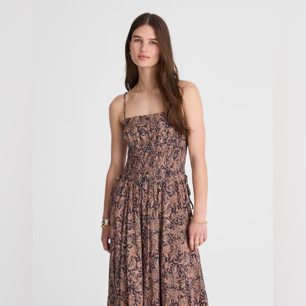Madewell | Smocked Bubble Hem Midi Dress Sz 8 - Picture 2 of 7
